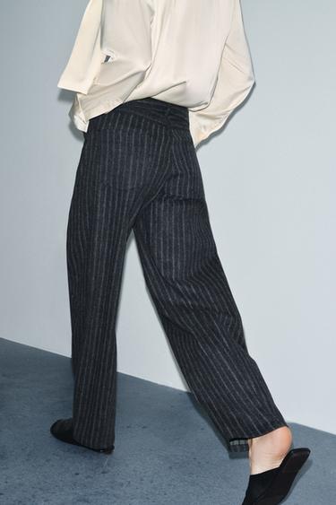 PANTALON BALLON À RAYURES ZW COLLECTION - Gris chiné de Zara - Image 2