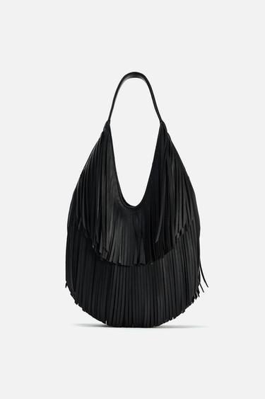 BOLSO SHOPPER FLECOS - Negro de Zara
