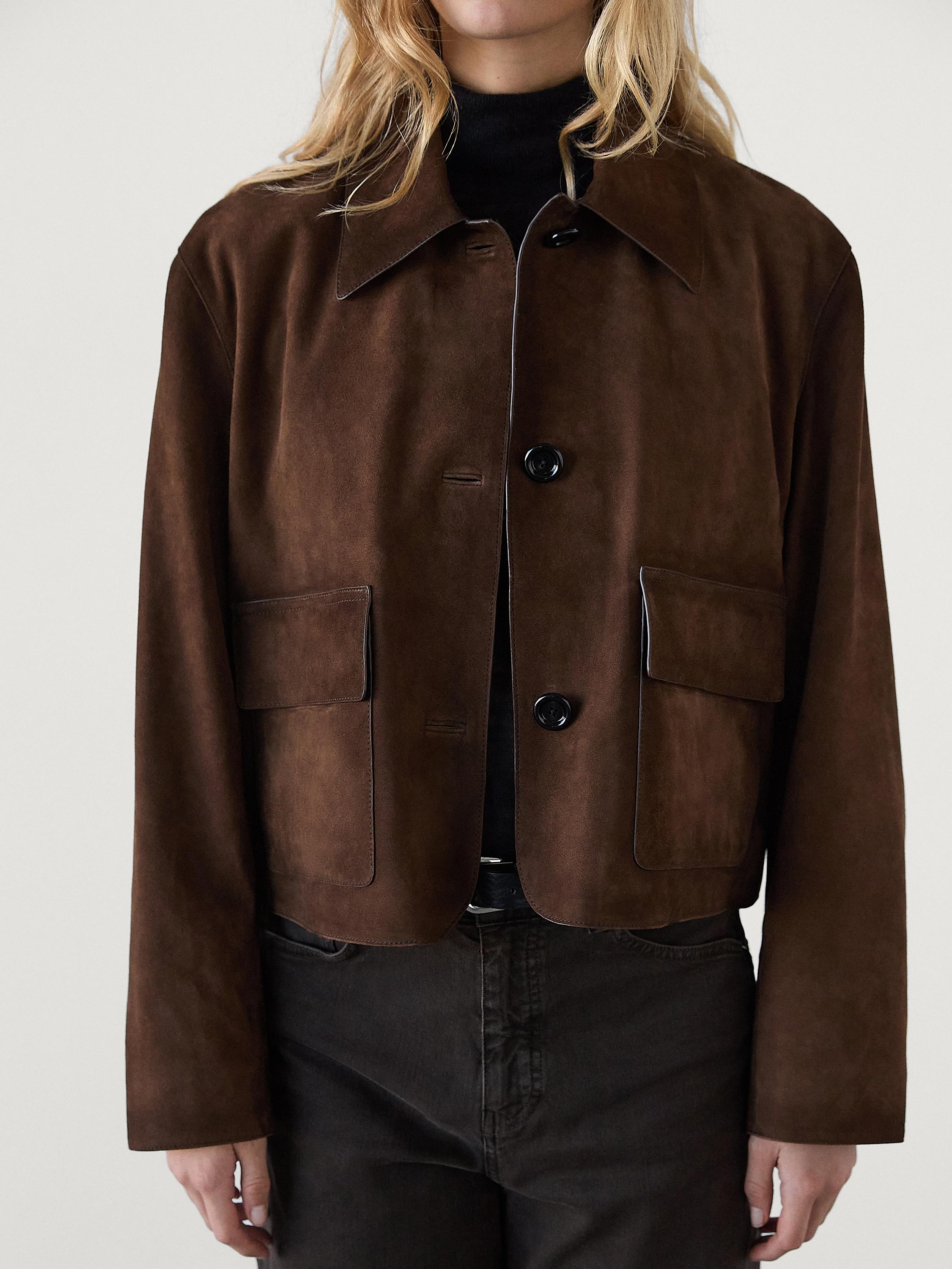 Suede leather jacket with pockets - Brown | ZARA United States