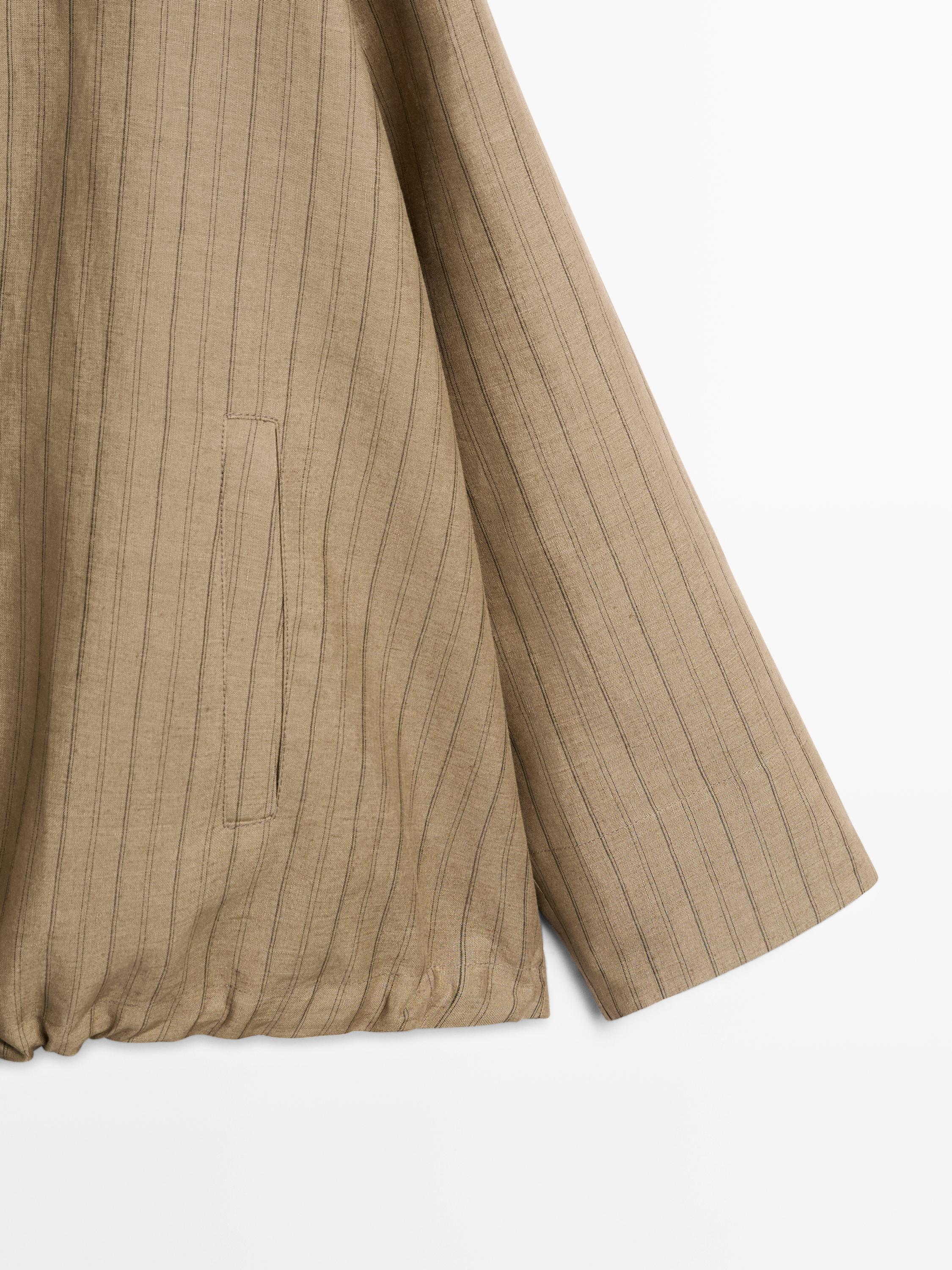 Veste bomber à rayures en mélange de lin