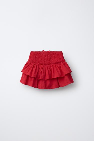 JUPE-SHORT SCHIFFLY À VOLANTS - Rouge de Zara - Image 1