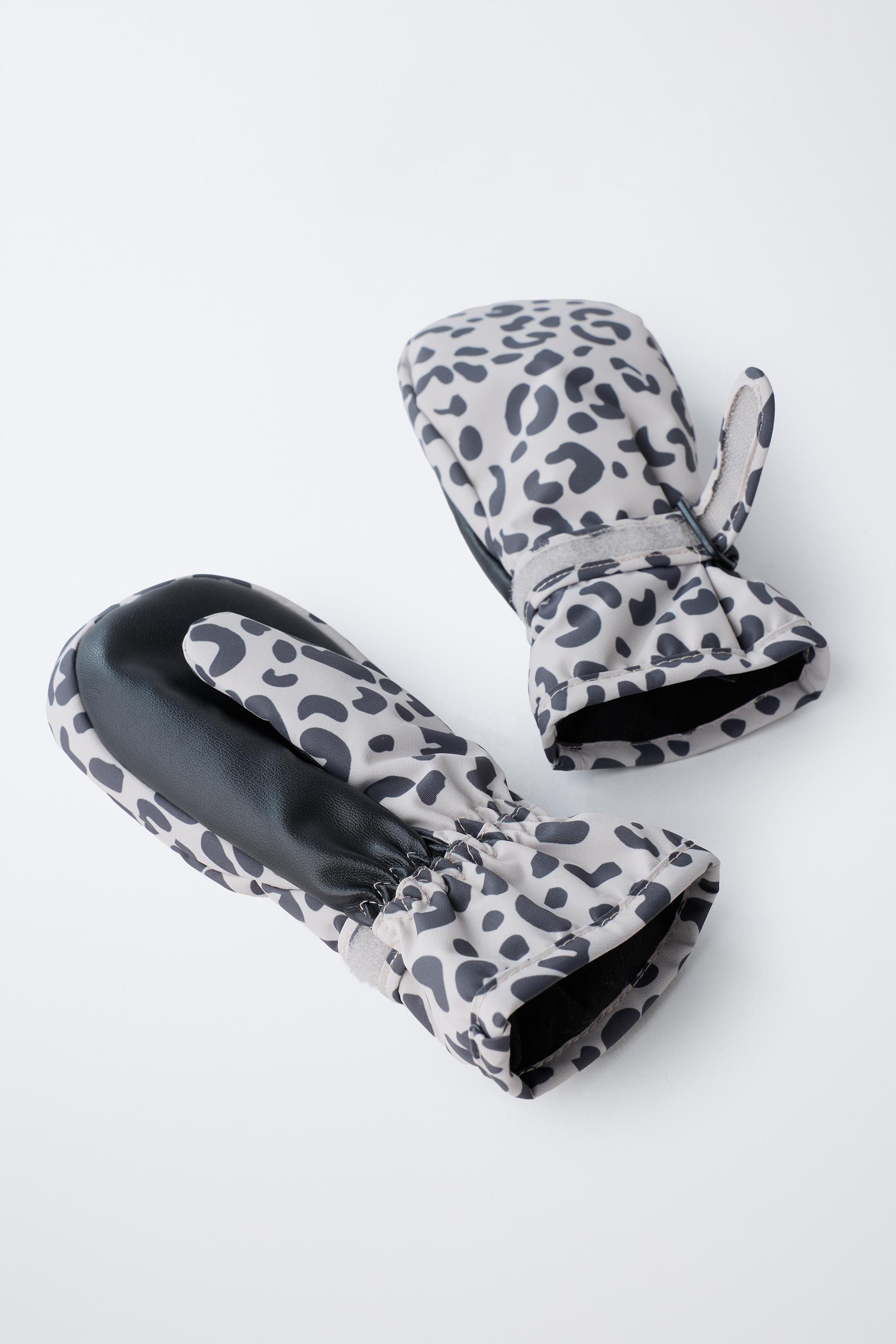 NYLON ANIMAL PRINT WINDPROOF MITTENS