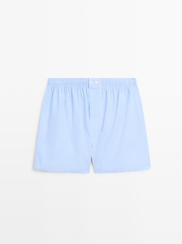 Zara 100% cotton striped boxers - Sky blue