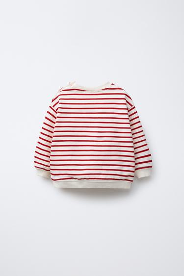 STRIPED TOMATO SWEATSHIRT - White / Red by Zara - Image 1