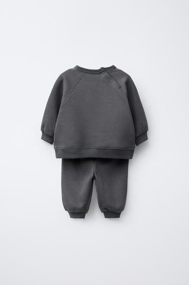 BRUSHED INSIDE SWEATSHIRT AND JOGGERS SET - Charcoal grey by Zara - Image 1