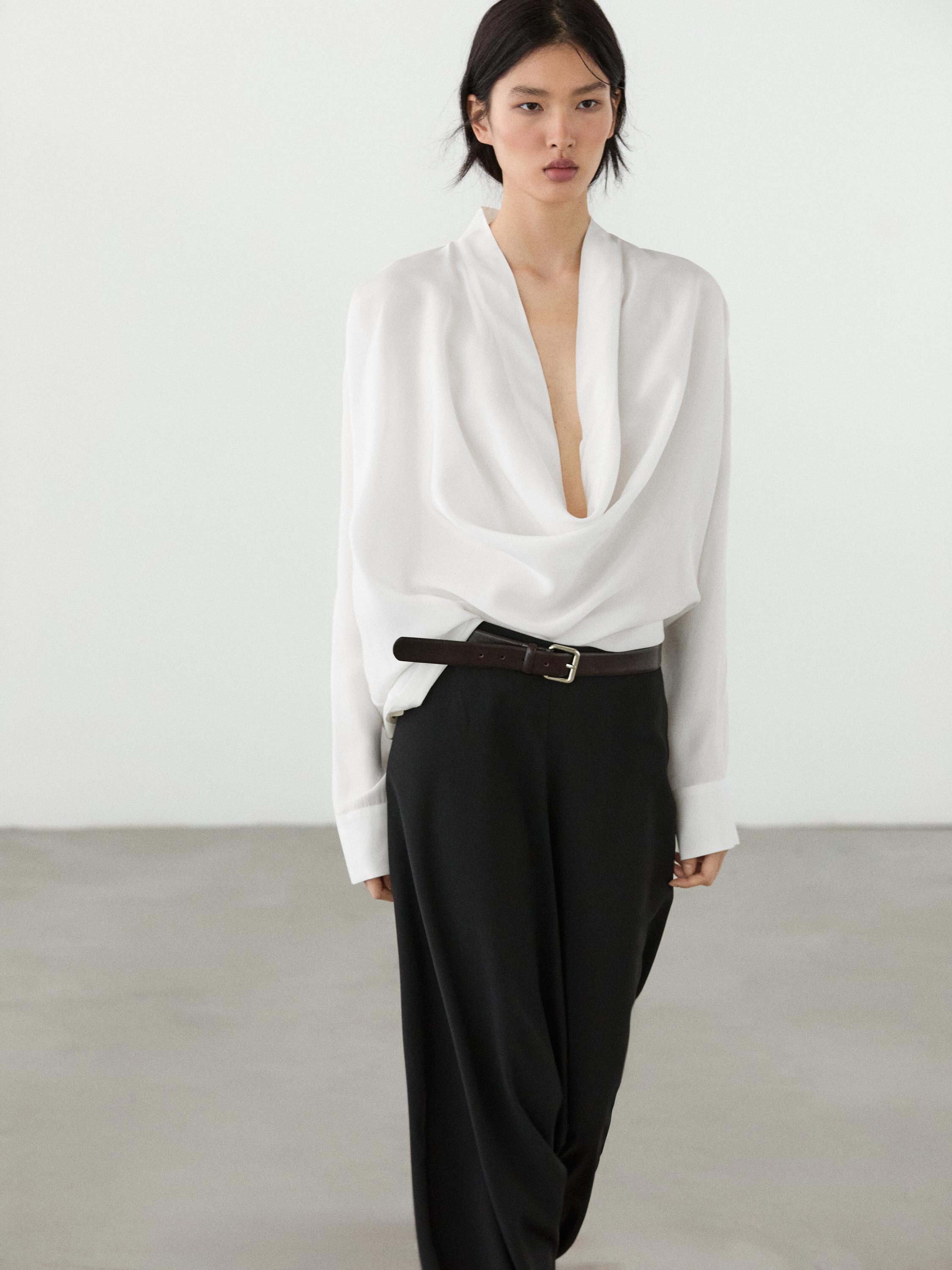 Flowing shirt with cowl neckline detail