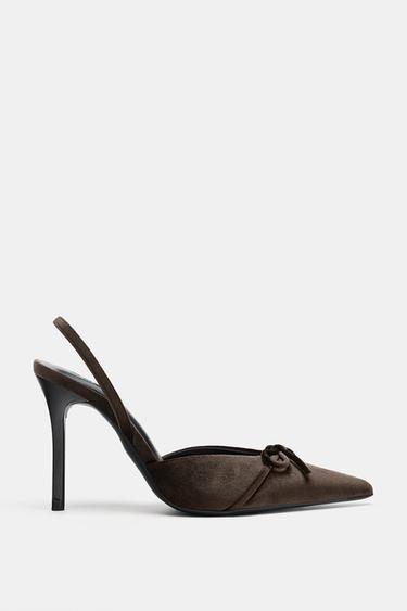 Zara HEELED SLINGBACKS - Brown
