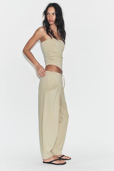 HAUT BANDEAU DRAPÉ TEXTURÉ - Vert clair de Zara - Image 2