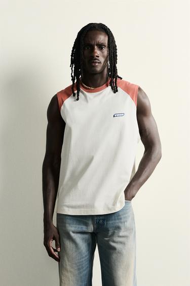 CAMISETA TANK COLOR BLOCK PUKAS SURF X ZARA - Blanco / Rojo de Zara