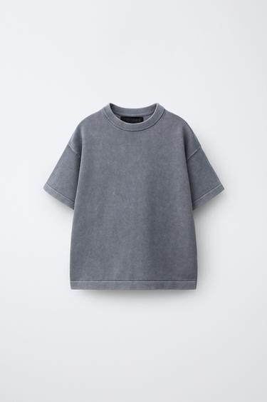 FADED-EFFECT KNIT T-SHIRT - Grey by Zara
