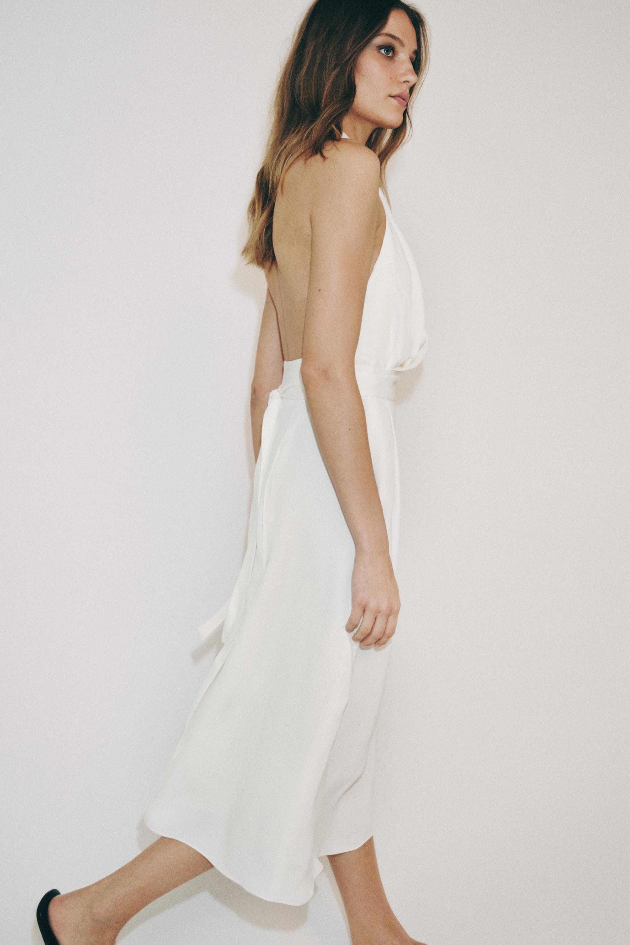 FLOWY HALTER DRESS ZW COLLECTION - Oyster-white | ZARA United States FLOWY HALTER DRESS ZW COLLECTION - Oyster-white | ZARA United States