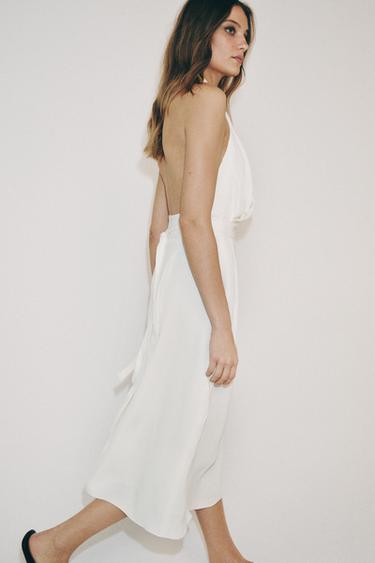ZW COLLECTION FLOWING HALTER DRESS - Oyster-white by Zara - Image 6