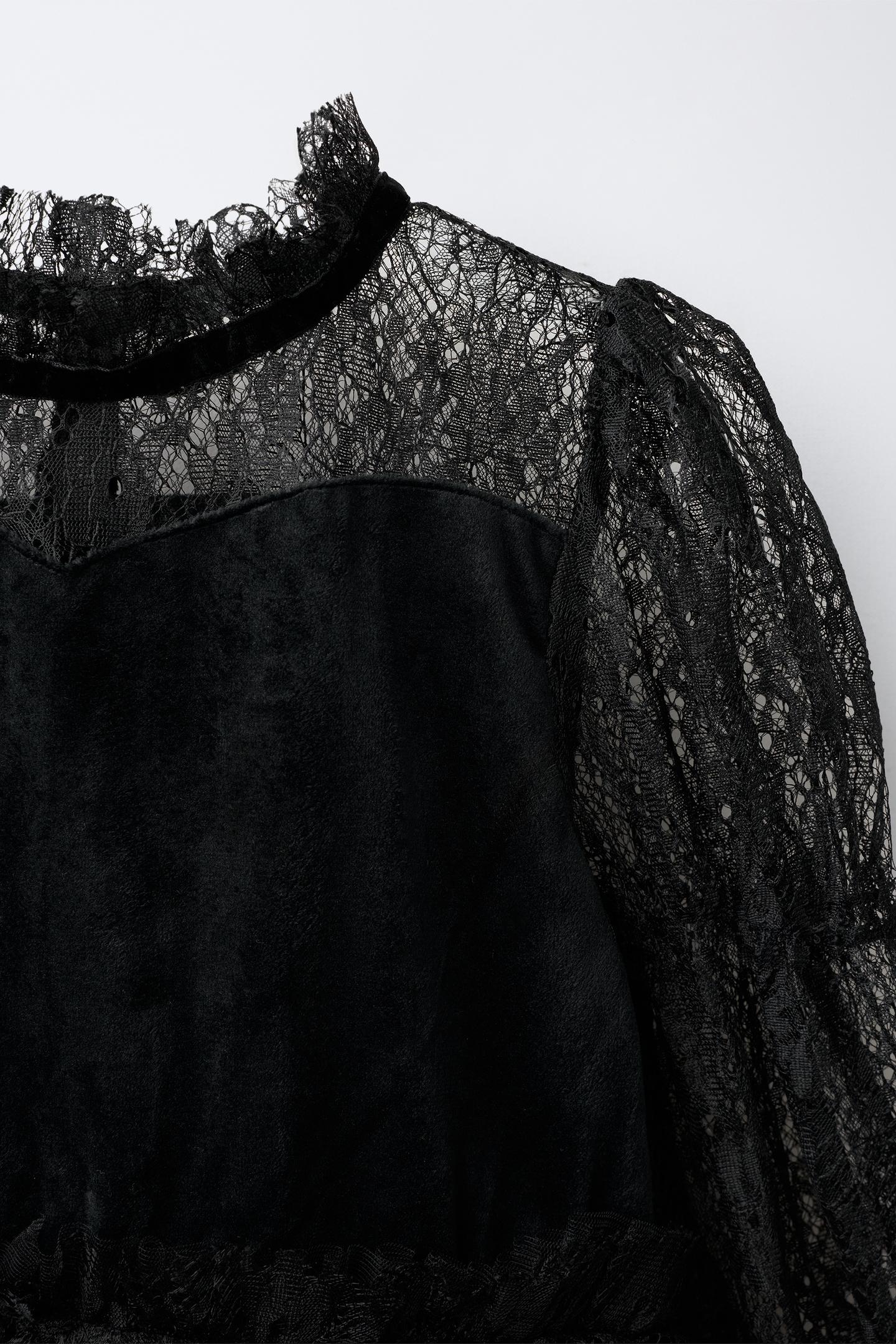 Детское платье Zara Lace Tulle Witch Costume, цвет: Чёрный — фото 3