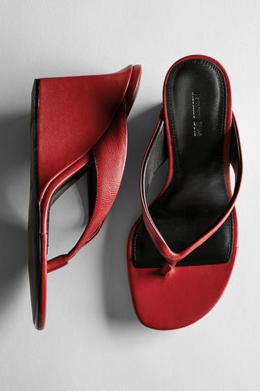 Leather wedge sandal - MADE IN SPAIN — Red 2