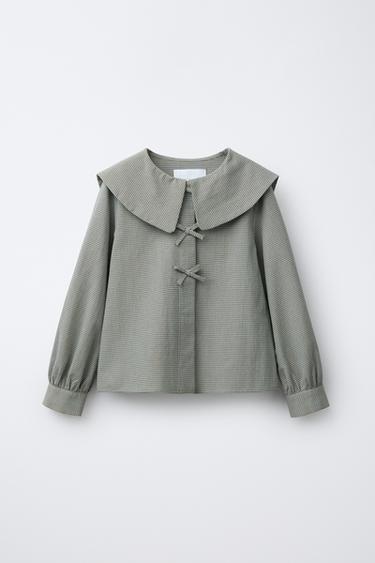 GINGHAM SHIRT WITH PETER PAN COLLAR - Sea green by Zara - Image 0