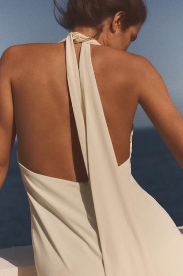LONG HALTER DRESS - Ecru by Zara