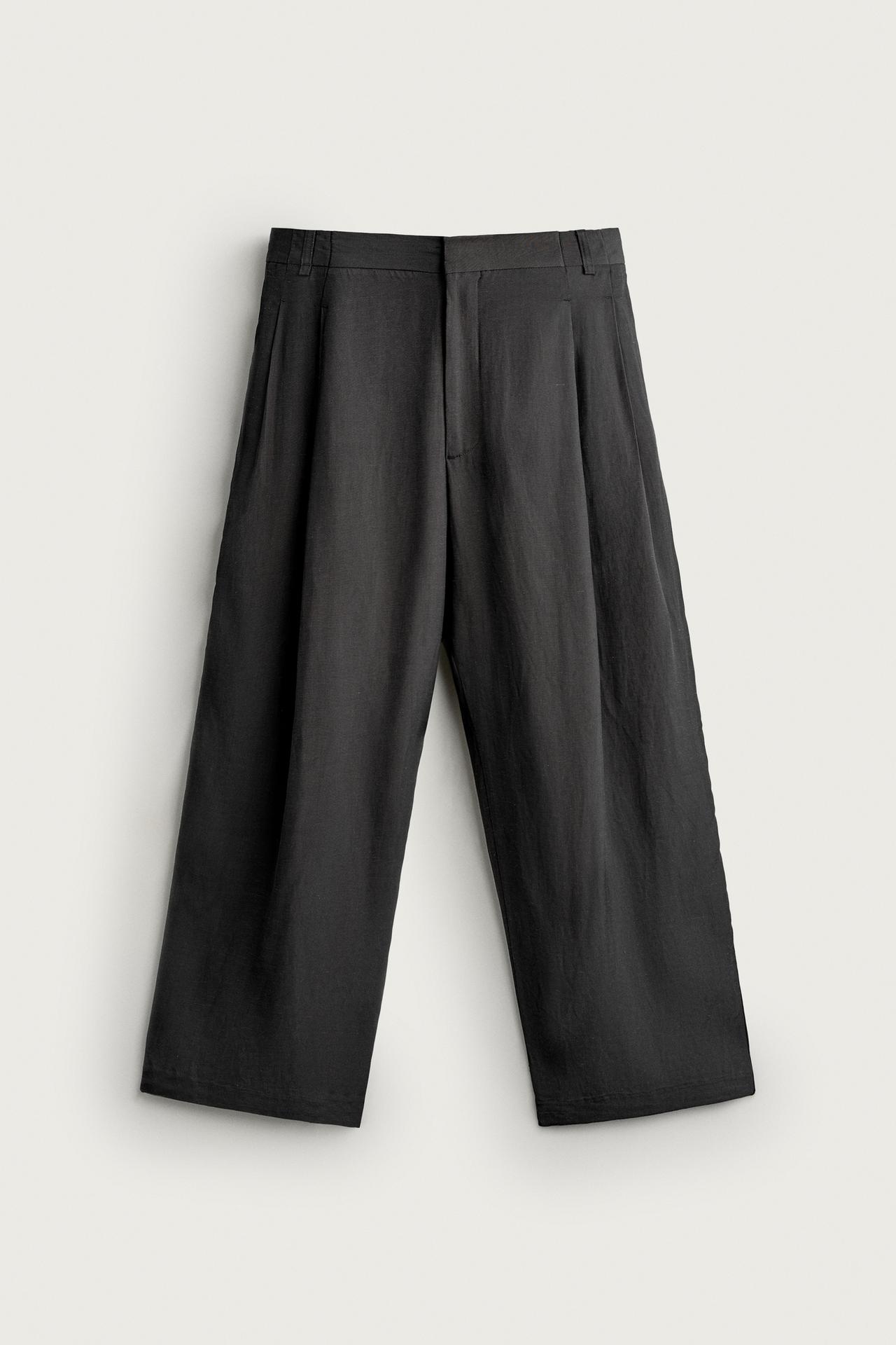 RELAXED FIT WIDE LEG SUIT PANTS — Anthracite grey