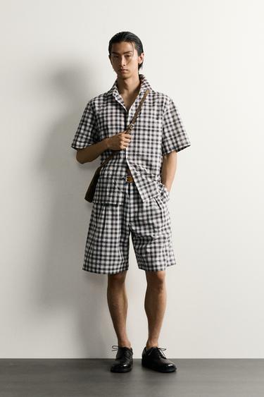 ÁO SƠ MI DÁNG RELAXED FIT KẺ CA RÔ - Màu đen/Trắng từ Zara - Hình ảnh 0