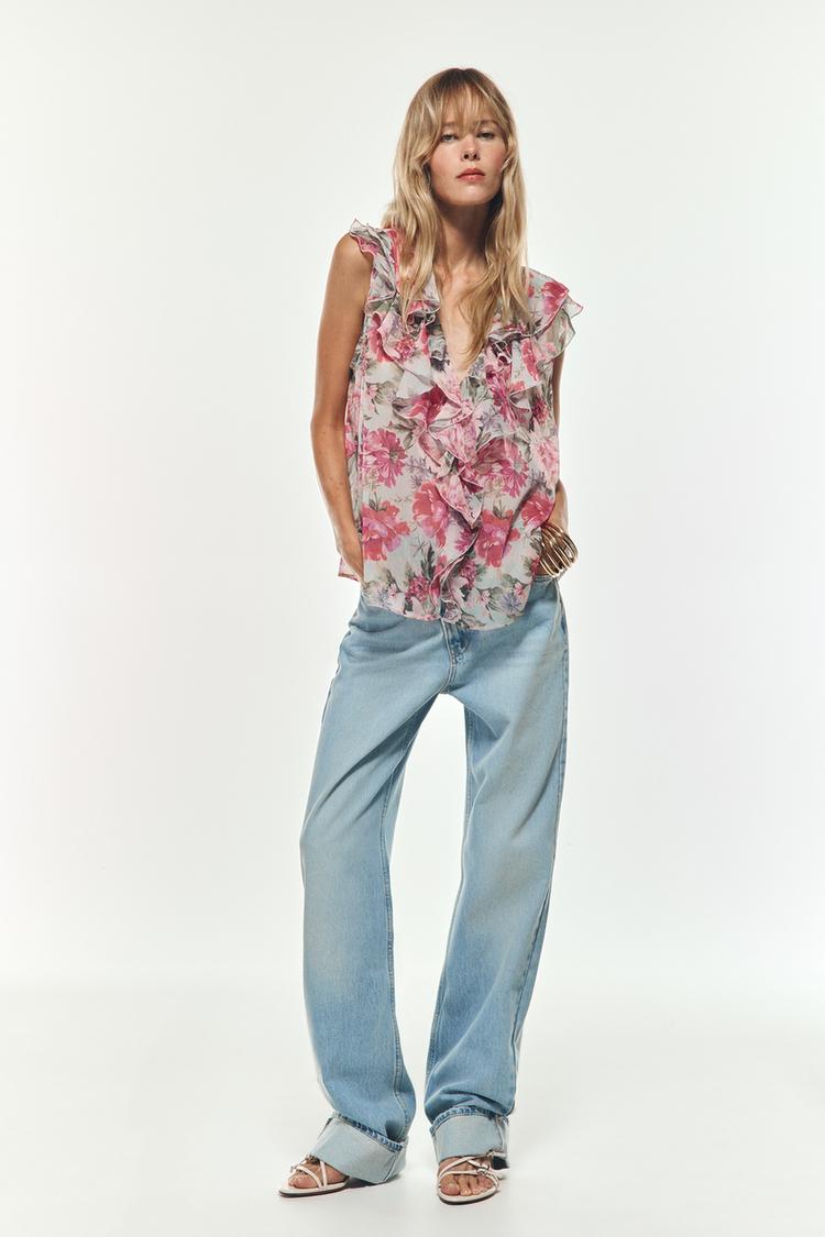 Camisas Estampadas Blusa Estampada Flores Zara CAMISA ESTAMPADO