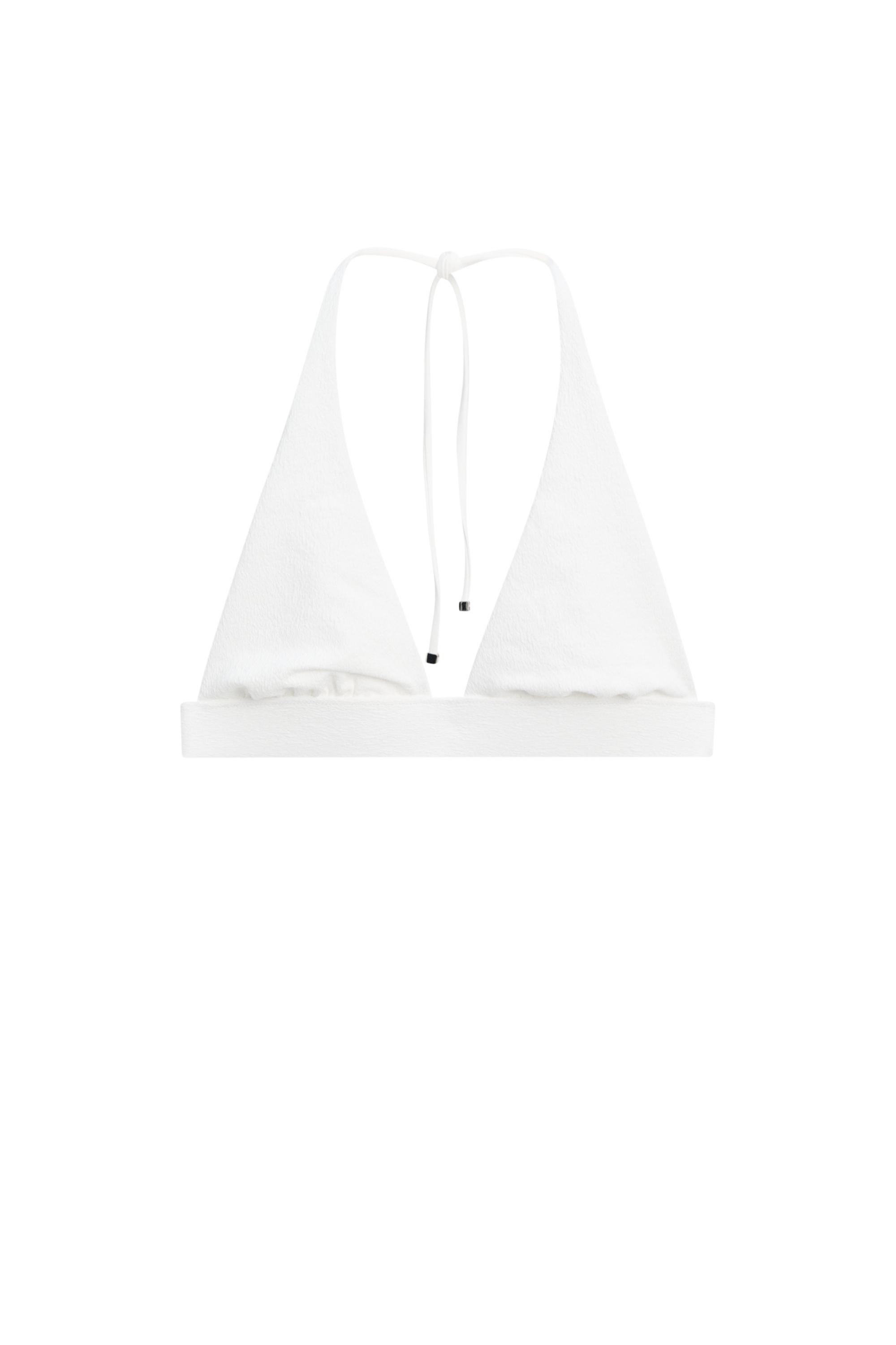 Textured triangle bikini top — Oyster-white