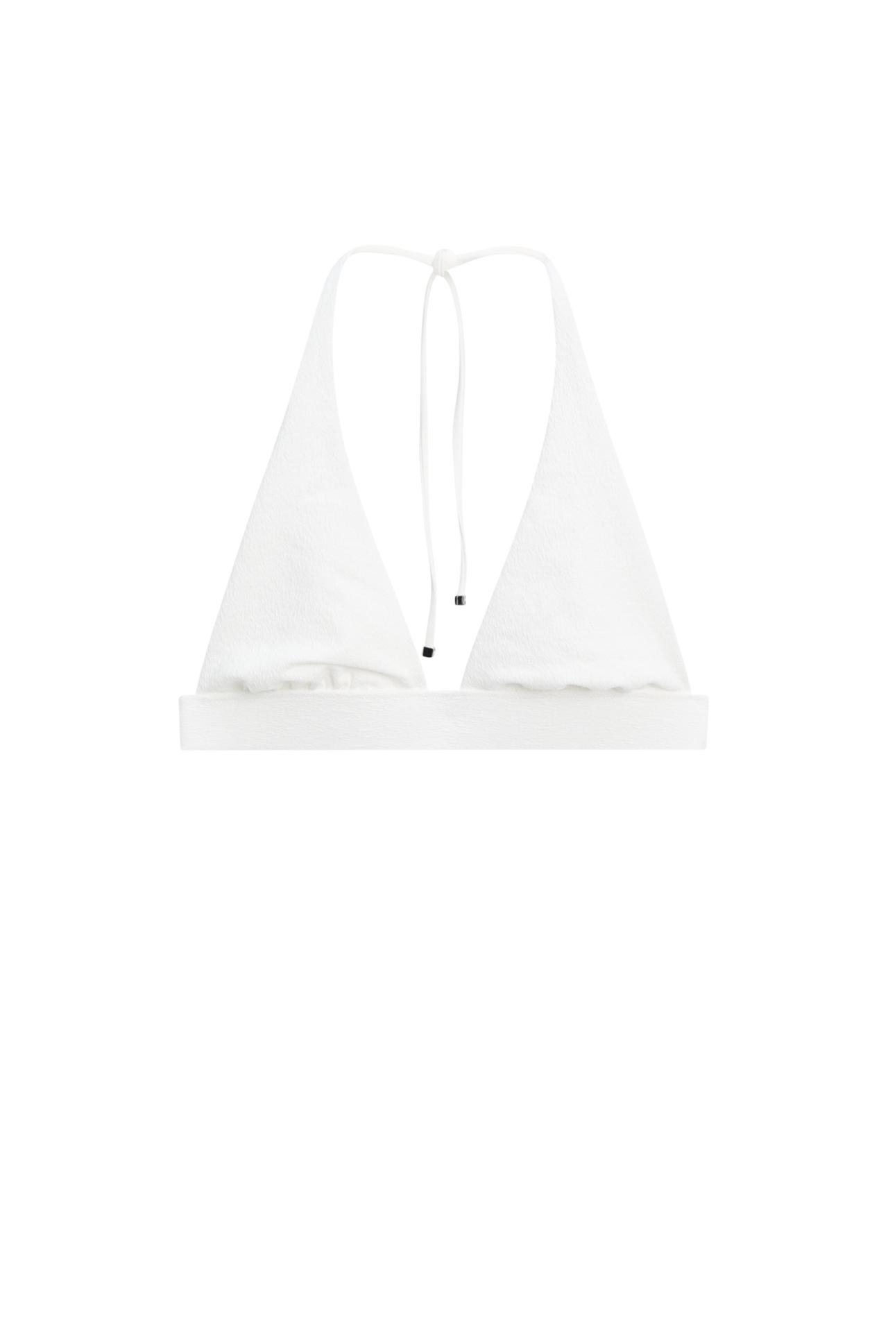 Textured triangle bikini top — Oyster-white