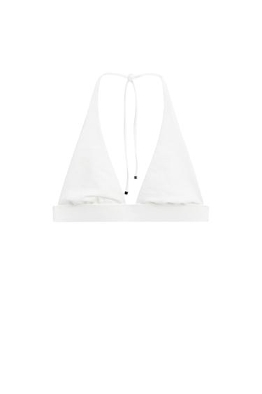 Textured triangle bikini top — Oyster-white 1