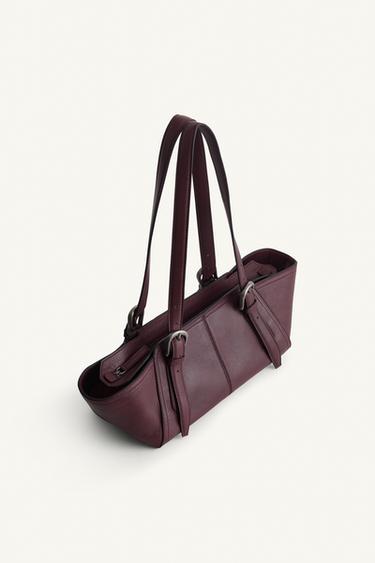 LTHR SHLDR BG - Burgundy Red by Zara