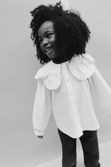 Zara COLLARED POPLIN SHIRT - White