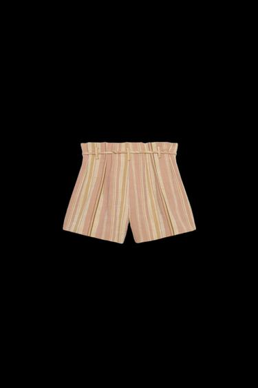 STRIPED SHORTS WITH BELT ZW COLLECTION - Pink marl by Zara - Image 1