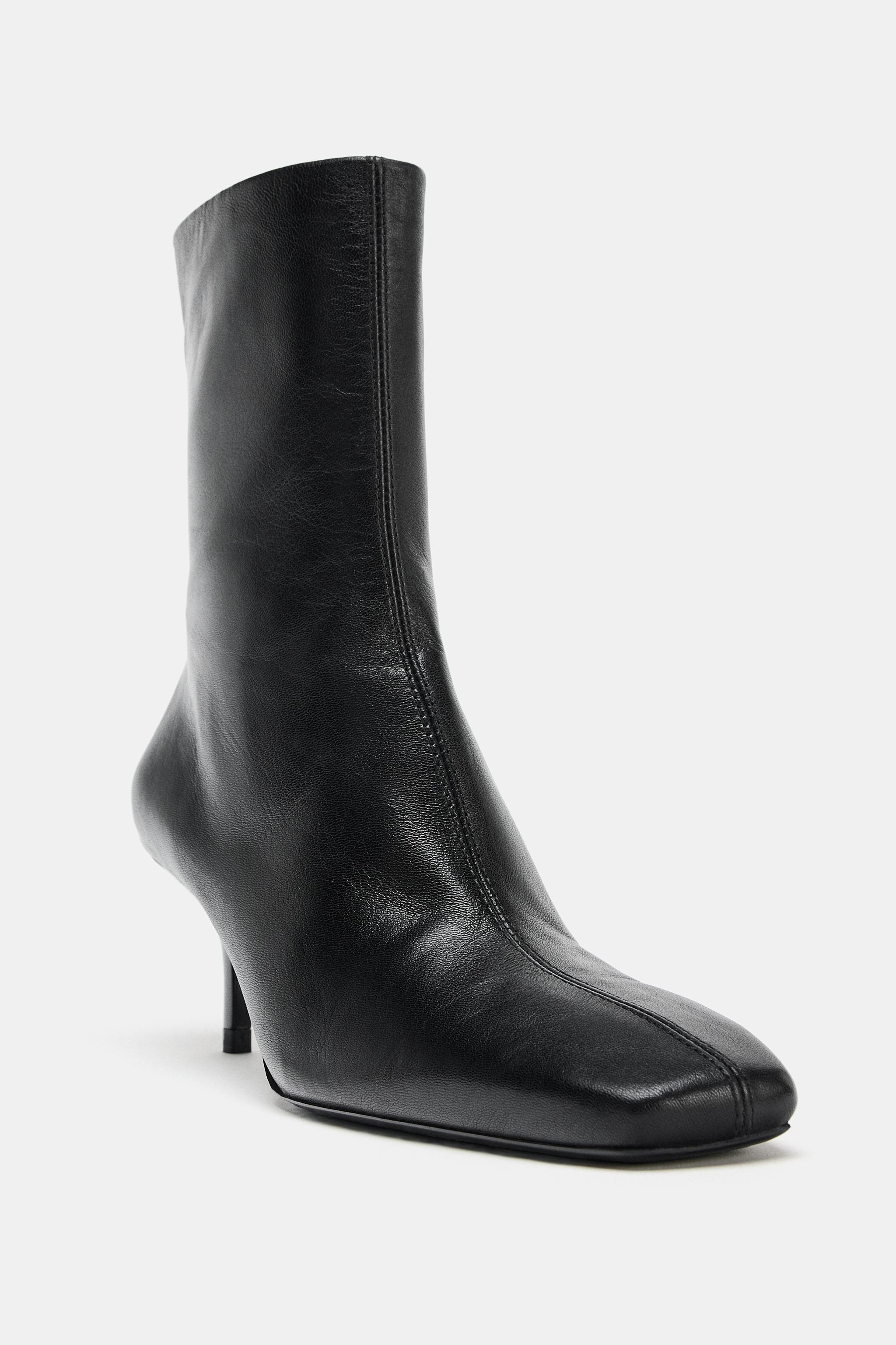 SOFT LEATHER STILETTO ANKLE BOOTS