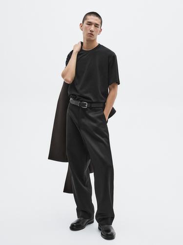 Zara Short sleeve cotton blend T-shirt - LIMITED - Black