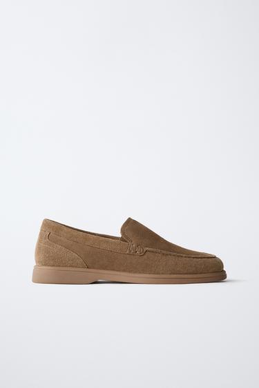 SPLIT SUEDE DECK SHOES - Brown by Zara