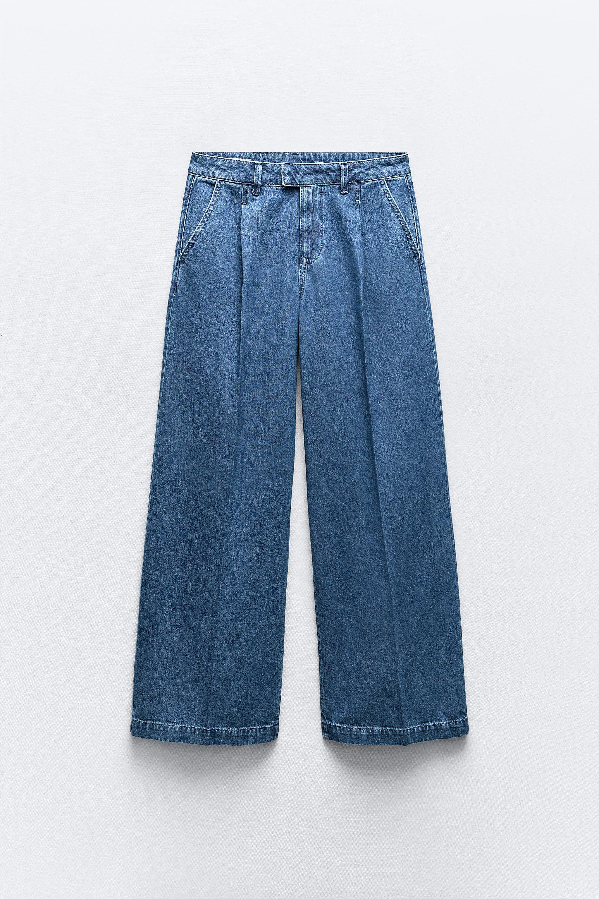 JEANS Z1975 WIDE LEG MEDELHÖG MIDJA VECK - Blå medel | ZARA 