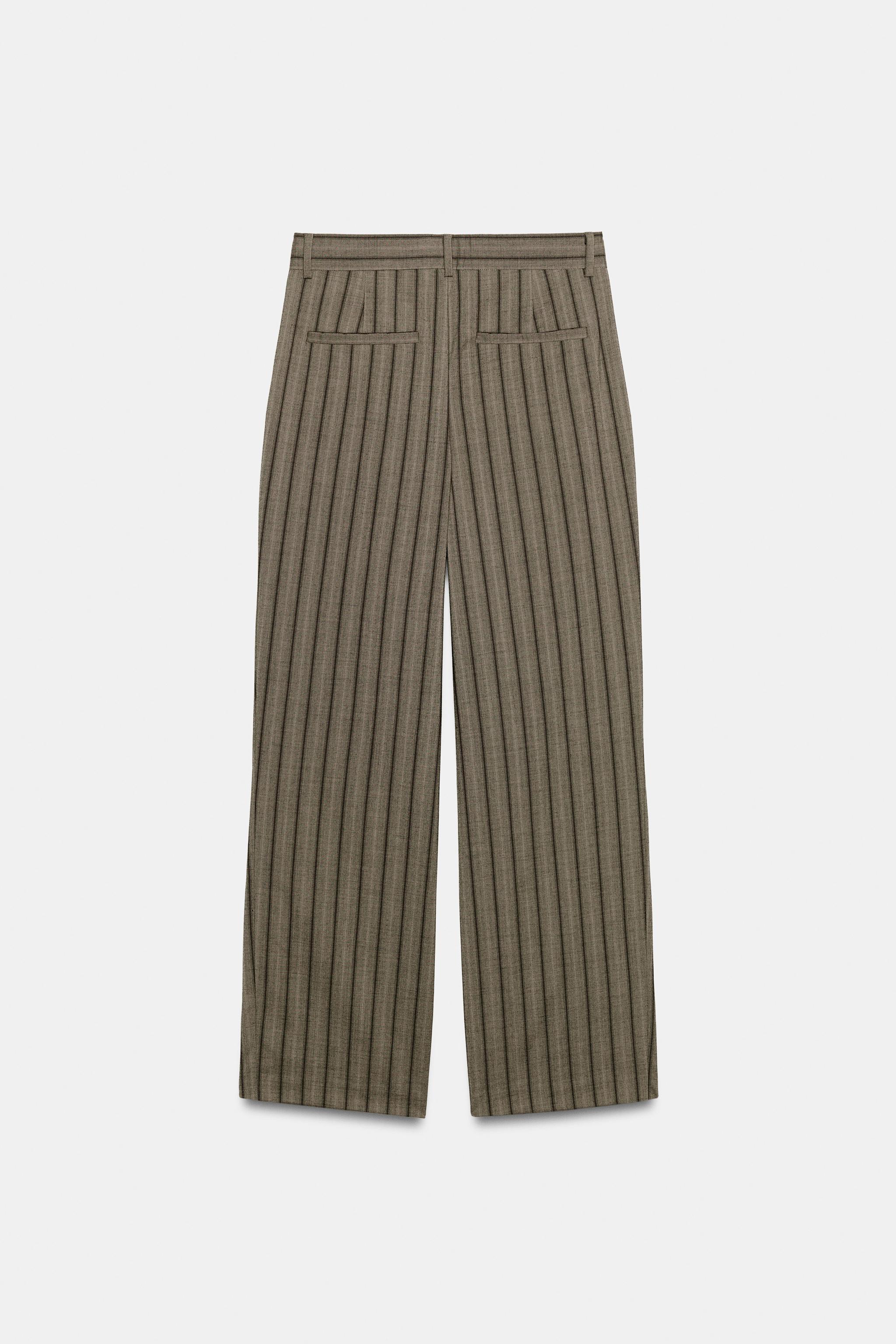 STRIPED PLEATED PANTS