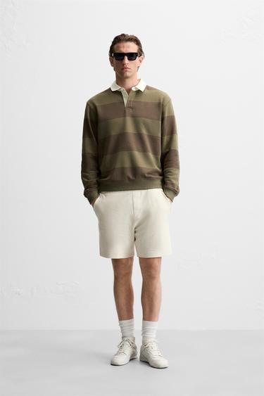 TEXTURED JOGGER BERMUDA SHORTS - Ecru by Zara