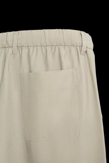 LYOCELL BLEND TROUSERS - Olive green by Zara