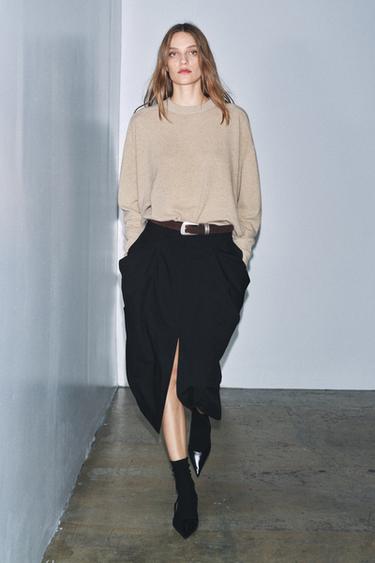 JUPE À POCHES DRAPÉES ZW COLLECTION - Noir de Zara - Image 3