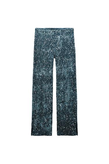SEQUINNED VELVET TROUSERS