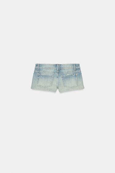 TRF LOW-RISE MINI DENIM SHORTS - Light blue by Zara - Image 4