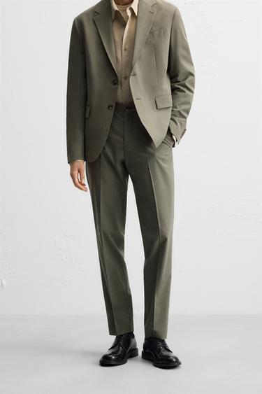 PANTALON DE COSTUME EN LAINE - Verdâtre de Zara