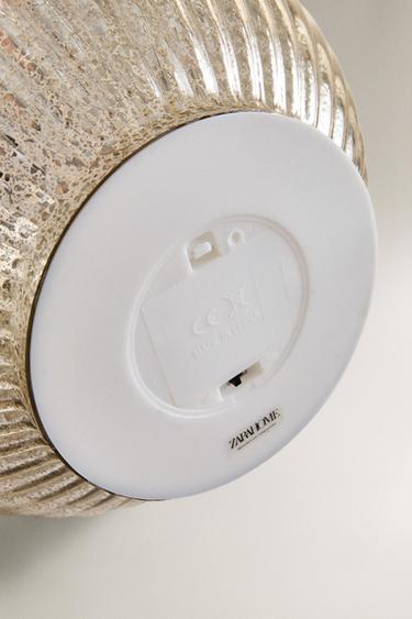 SMALL STRIPED LED LIGHT BAUBLE CHRISTMAS DECORATION - Silver by Zara - Image 3
