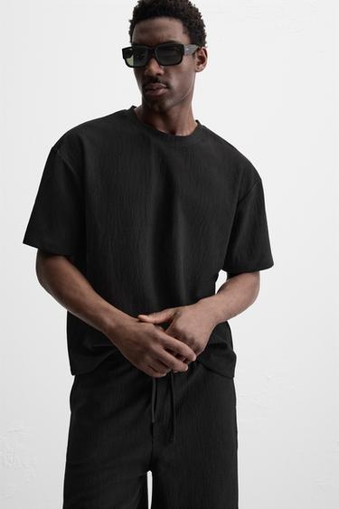 T-SHIRT RELAXED FIT STRUCTURÉ - Noir de Zara - Image 4