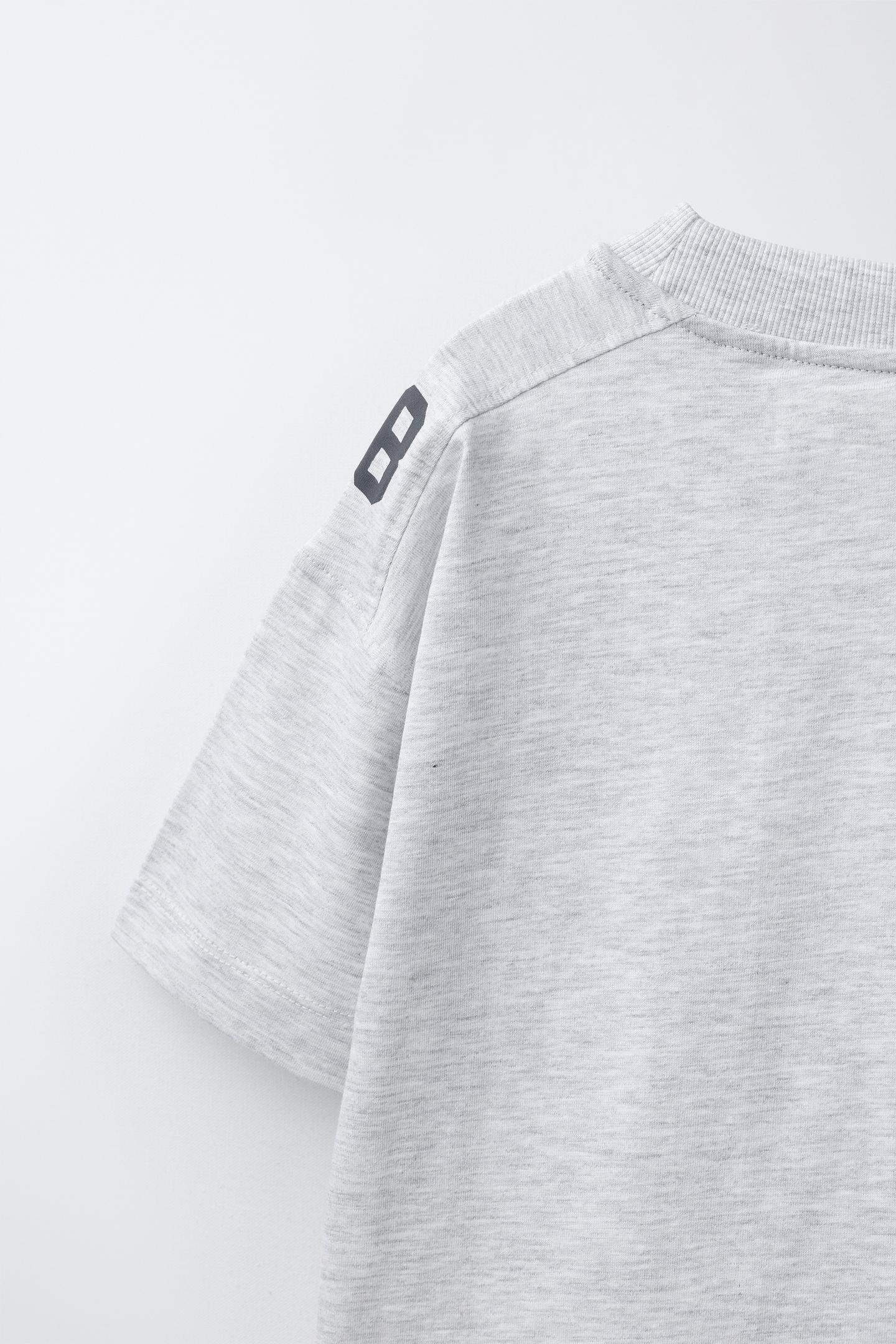 Детская футболка Zara Text Print, цвет: Серый меланжевый — фото 5