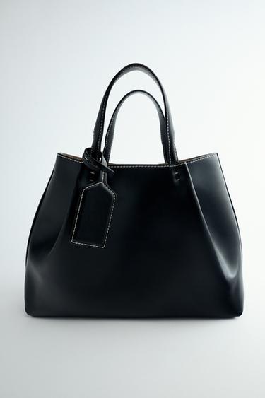 TOPSTITCHED CITY BAG - Black by Zara
