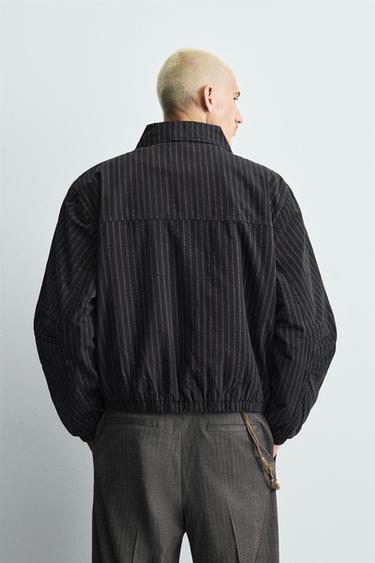 VESTE COURTE AJUSTÉE À RAYURES - Bleu de Zara - Image 2