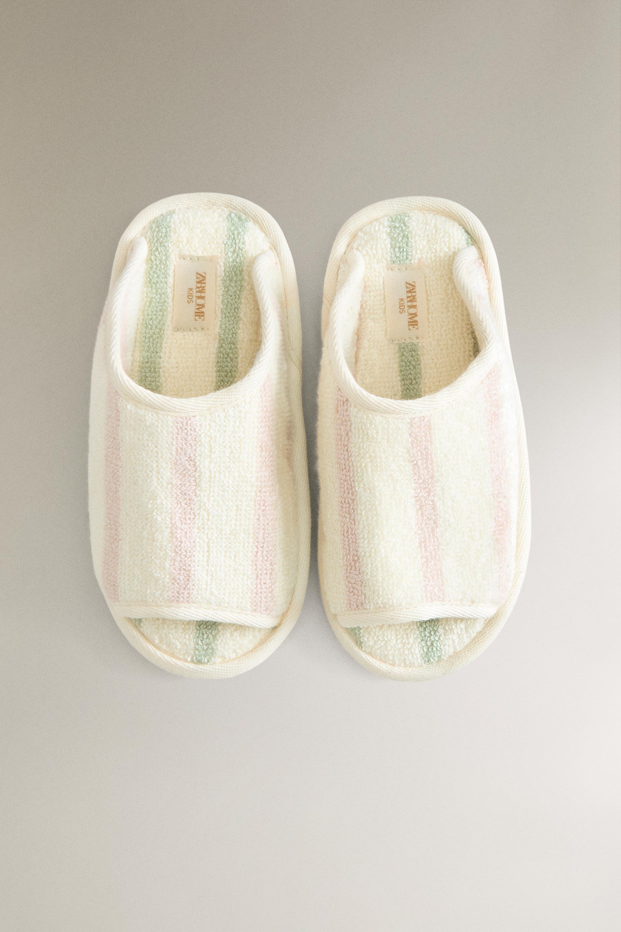 Детские тапочки Zara KIDS' STRIPED TERRY BATH SLIPPERS — фото 3