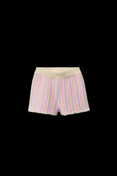 STRIPED KNIT BERMUDA SHORTS - Pastel pink by Zara - Image 0