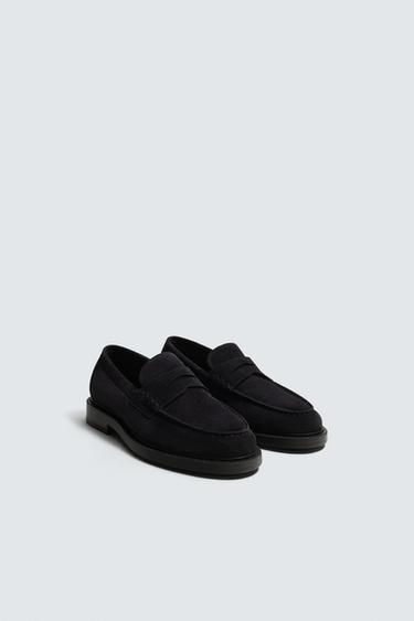 MOCASÍN PIEL ANTIFAZ - Azul de Zara