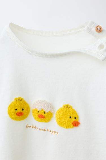 EMBROIDERED CHICK T-SHIRT - Ecru by Zara - Image 2