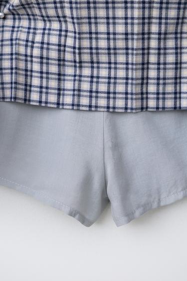 JUPE À CARREAUX ET BOUTONS - Bleu de Zara - Image 3